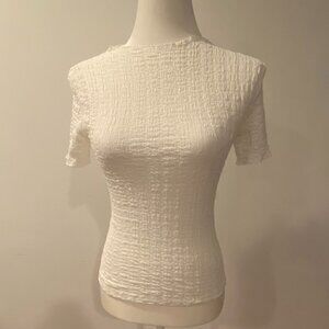NWT Women's Zara White Short Sleeve Shirt Size Small